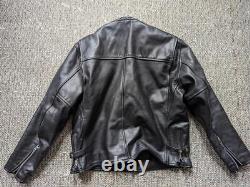 Vintage 1990s heavy duty CAFE RACER leather jacket L black MOTORCYCLE harley