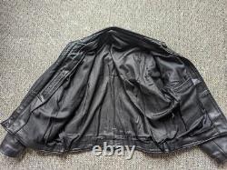 Vintage 1990s heavy duty CAFE RACER leather jacket L black MOTORCYCLE harley