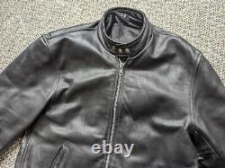 Vintage 1990s heavy duty CAFE RACER leather jacket L black MOTORCYCLE harley