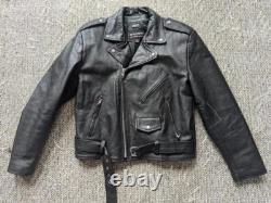 Vintage 1990s jacket WILSONS motorcycle jacket L black 44-46 belted BIKER madmax