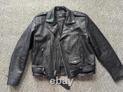 Vintage 1990s jacket WILSONS motorcycle jacket L black 44-46 belted BIKER madmax