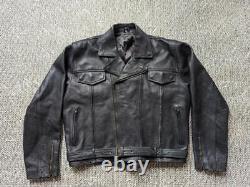 Vintage 1990s leather 3XL motorcycle jacket 50-52 black VENTED biker harley