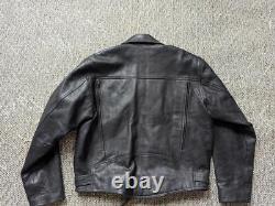 Vintage 1990s leather 3XL motorcycle jacket 50-52 black VENTED biker harley