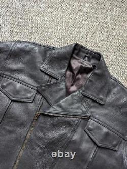 Vintage 1990s leather 3XL motorcycle jacket 50-52 black VENTED biker harley