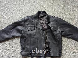 Vintage 1990s leather 3XL motorcycle jacket 50-52 black VENTED biker harley