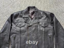 Vintage 1990s leather 3XL motorcycle jacket 50-52 black VENTED biker harley