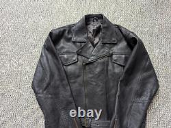 Vintage 1990s leather 3XL motorcycle jacket 50-52 black VENTED biker harley