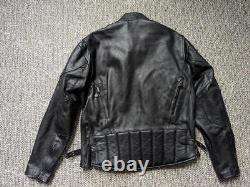 Vintage 1990s leather 46-48 motorcycle jacket XL black CAFE RACER vented racing