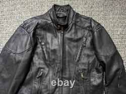 Vintage 1990s leather 46-48 motorcycle jacket XL black CAFE RACER vented racing