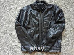 Vintage 1990s leather BIKER motorcycle jacket XL black CAFE RACER vented racing