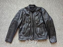 Vintage 1990s leather BIKER motorcycle jacket XL black CAFE RACER vented racing