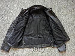Vintage 1990s leather BIKER motorcycle jacket XL black CAFE RACER vented racing