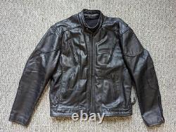 Vintage 1990s leather BIKER motorcycle jacket XL black CAFE RACER vented racing