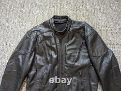 Vintage 1990s leather BIKER motorcycle jacket XL black CAFE RACER vented racing