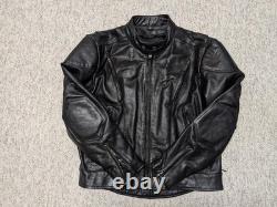 Vintage 1990s leather CAFE RACER motorcycle jacket 2XL black VENTED racing 50