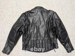 Vintage 1990s leather CAFE RACER motorcycle jacket 2XL black VENTED racing 50