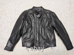 Vintage 1990s leather CAFE RACER motorcycle jacket 2XL black VENTED racing 50
