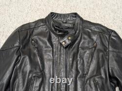 Vintage 1990s leather CAFE RACER motorcycle jacket 2XL black VENTED racing 50