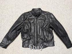 Vintage 1990s leather CAFE RACER motorcycle jacket 2XL black VENTED racing 50