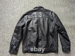 Vintage 1990s leather J CREW motorcycle jacket L black TRUCKER oarsman