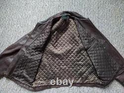 Vintage 1990s leather J CREW motorcycle jacket XL brown 46-48 bomber