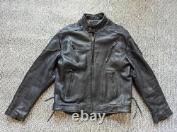 Vintage 1990s leather MOTORCYCLE jacket 48 black cowhide VENTED cafe racer XL