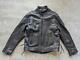 Vintage 1990s leather MOTORCYCLE jacket 48 black cowhide VENTED cafe racer XL