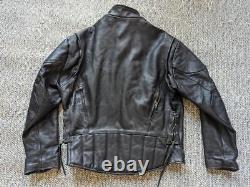 Vintage 1990s leather MOTORCYCLE jacket 48 black cowhide VENTED cafe racer XL