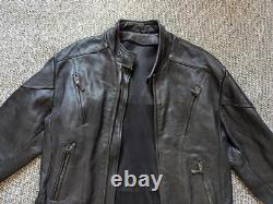Vintage 1990s leather MOTORCYCLE jacket 48 black cowhide VENTED cafe racer XL