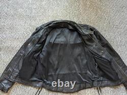 Vintage 1990s leather MOTORCYCLE jacket 48 black cowhide VENTED cafe racer XL