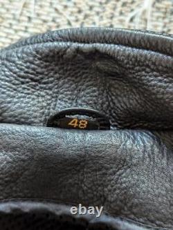 Vintage 1990s leather MOTORCYCLE jacket 48 black cowhide VENTED cafe racer XL