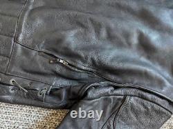 Vintage 1990s leather MOTORCYCLE jacket 48 black cowhide VENTED cafe racer XL
