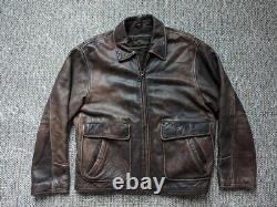 Vintage 1990s leather MOTORCYCLE patina leather L jacket MAD MAX bomber harley