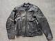 Vintage 1990s leather XL motorcycle jacket 46/48 black CAFE RACER vented harley