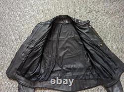 Vintage 1990s leather XL motorcycle jacket 46/48 black CAFE RACER vented harley