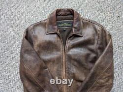 Vintage 1990s mad max PATINA distressed leather L brown jacket 44 motorcycle