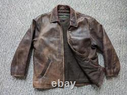 Vintage 1990s mad max PATINA distressed leather L brown jacket 44 motorcycle