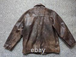 Vintage 1990s mad max PATINA distressed leather L brown jacket 44 motorcycle