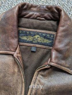 Vintage 1990s mad max PATINA distressed leather L brown jacket 44 motorcycle