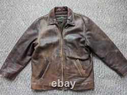 Vintage 1990s mad max PATINA distressed leather L brown jacket 44 motorcycle