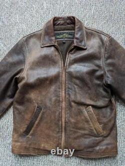 Vintage 1990s mad max PATINA distressed leather L brown jacket 44 motorcycle