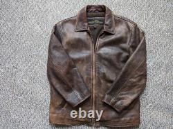 Vintage 1990s mad max PATINA distressed leather L brown jacket 44 motorcycle