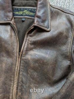 Vintage 1990s mad max PATINA distressed leather L brown jacket 44 motorcycle