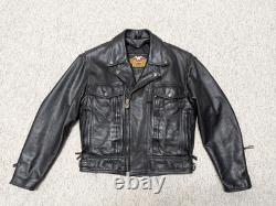 Vintage 1990s motorcycle jacket HARLEY DAVIDSON leather S black TRUCKER vented