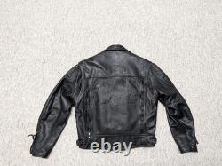 Vintage 1990s motorcycle jacket HARLEY DAVIDSON leather S black TRUCKER vented