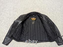 Vintage 1990s motorcycle jacket HARLEY DAVIDSON leather S black TRUCKER vented