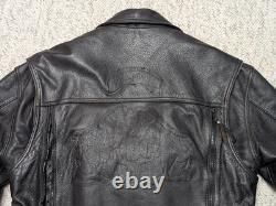 Vintage 1990s motorcycle jacket HARLEY DAVIDSON leather S black TRUCKER vented