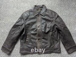 Vintage 1990s motorcycle jacket L brown leather PATINA mad max 44 cowhide y2k