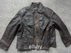 Vintage 1990s motorcycle jacket L brown leather PATINA mad max 44 cowhide y2k
