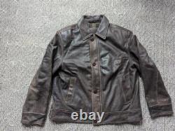 Vintage 1990s motorcycle jacket L brown leather PATINA mad max 44 cowhide y2k